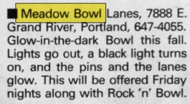 Wagon Wheel (Meadow Bowl Lanes) - April 1996 Current Address